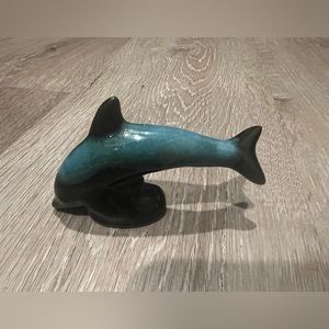 Blue/Green Graphite Dipped Dolphin Statue